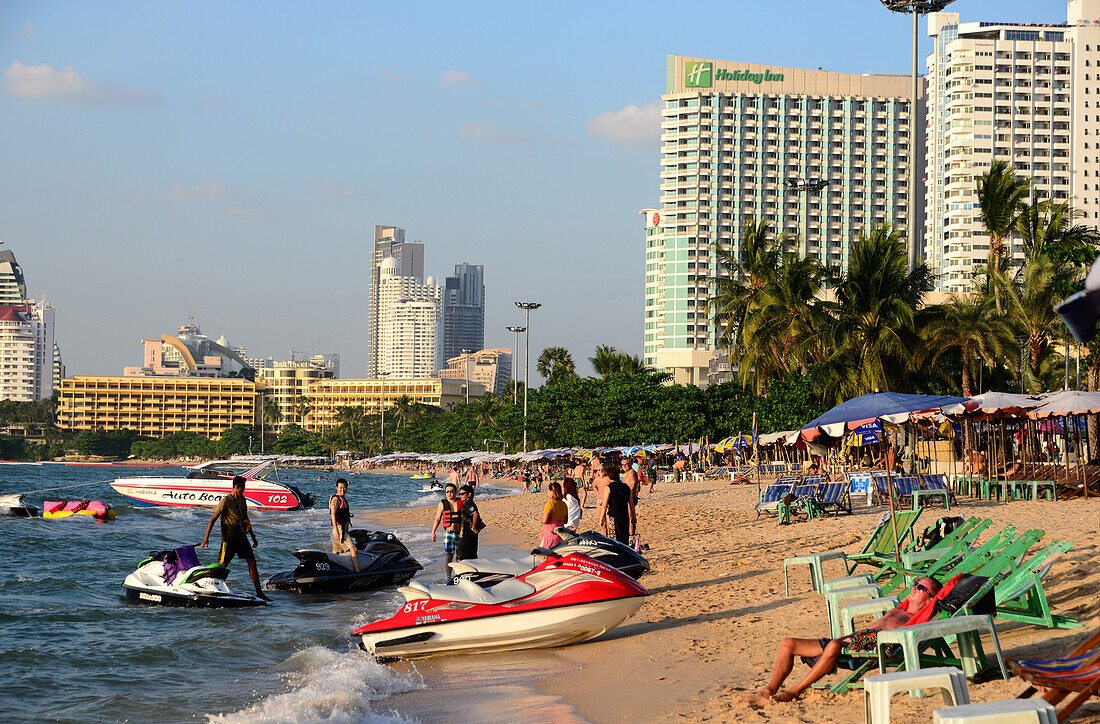 Strand, Pattaya City Beach, Pattaya, Chon Buri, Golf von Thailand, Thailand