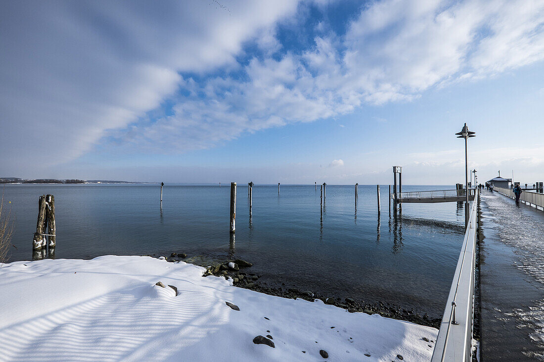 Winter view over th lake Bodensee at Immenstaad, lake Bodensee, Baden-Wuerttemberg, south Germany, Germany