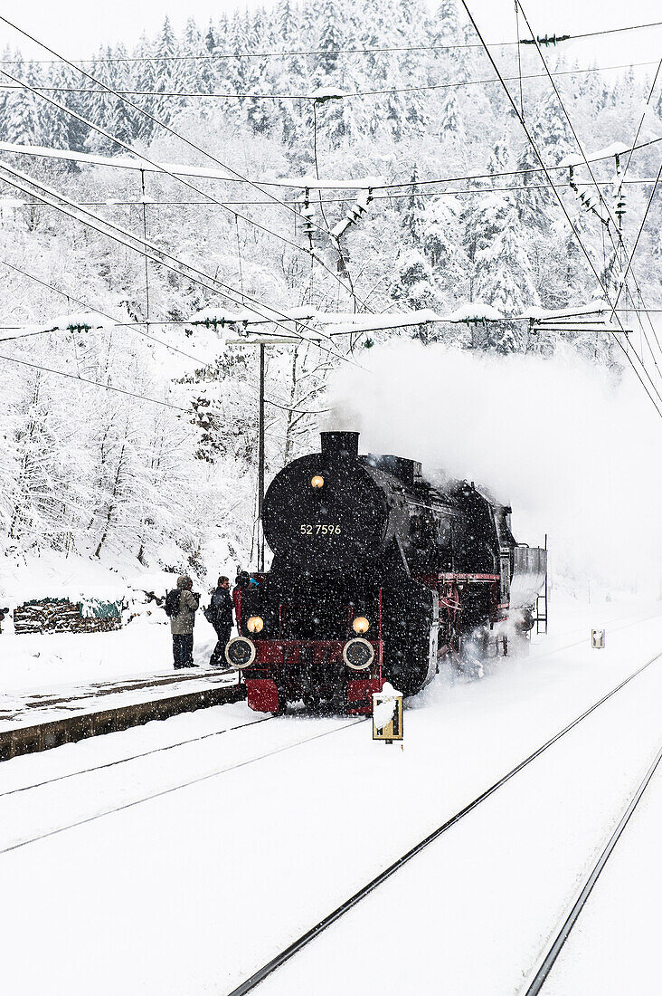 historic steam engine, Triberg, Black Forest, Baden-Wuerttemberg, Germany
