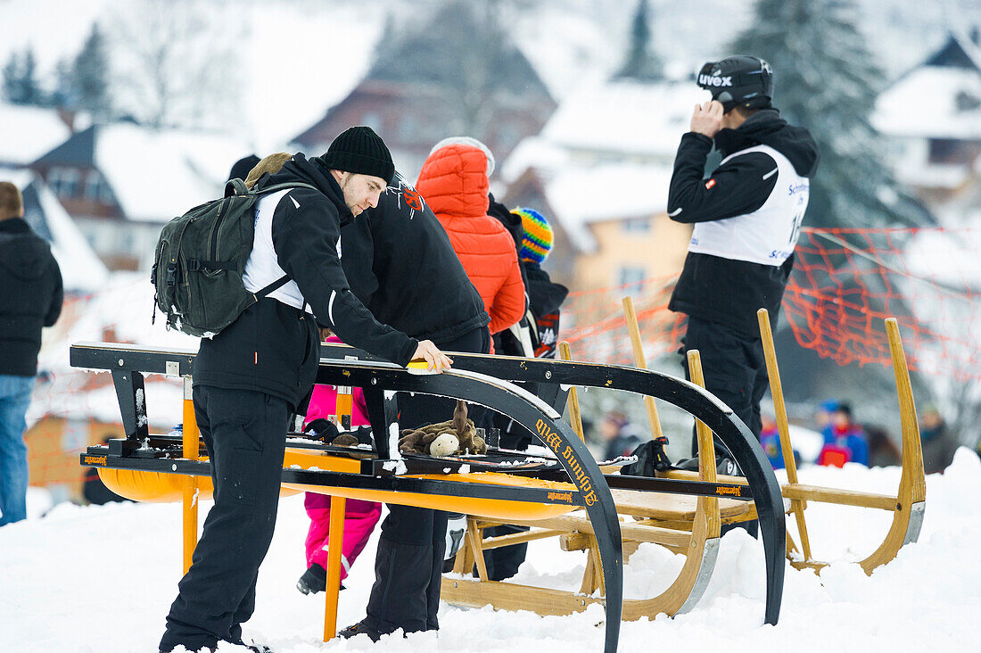 traditional sled race, Waldau, Titisee-Neustadt, Black Forest, Baden-Württemberg, Germany