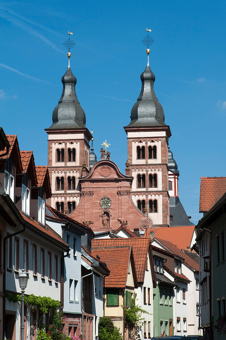 Amorbach mit Klosterkirche, Miltenberg, Odenwald, Bayern, Deutschland