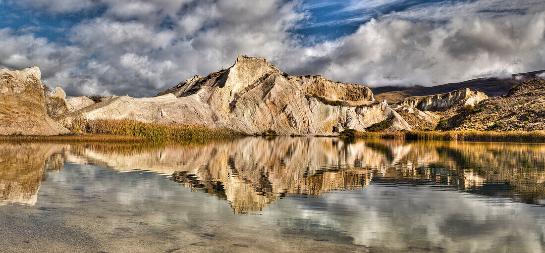 Reflection on Blue Lake, St Bathans, Central Otago, New Zealand