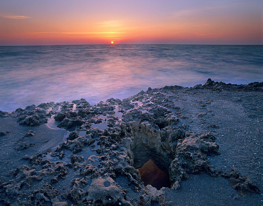 Coast at sunset, Blowing Rocks Beach, Jupiter Island, Florida