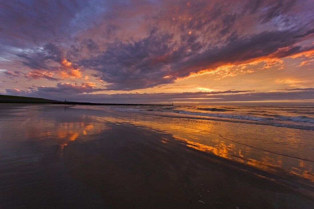 Sunset over the beach, Breskens, Netherlands