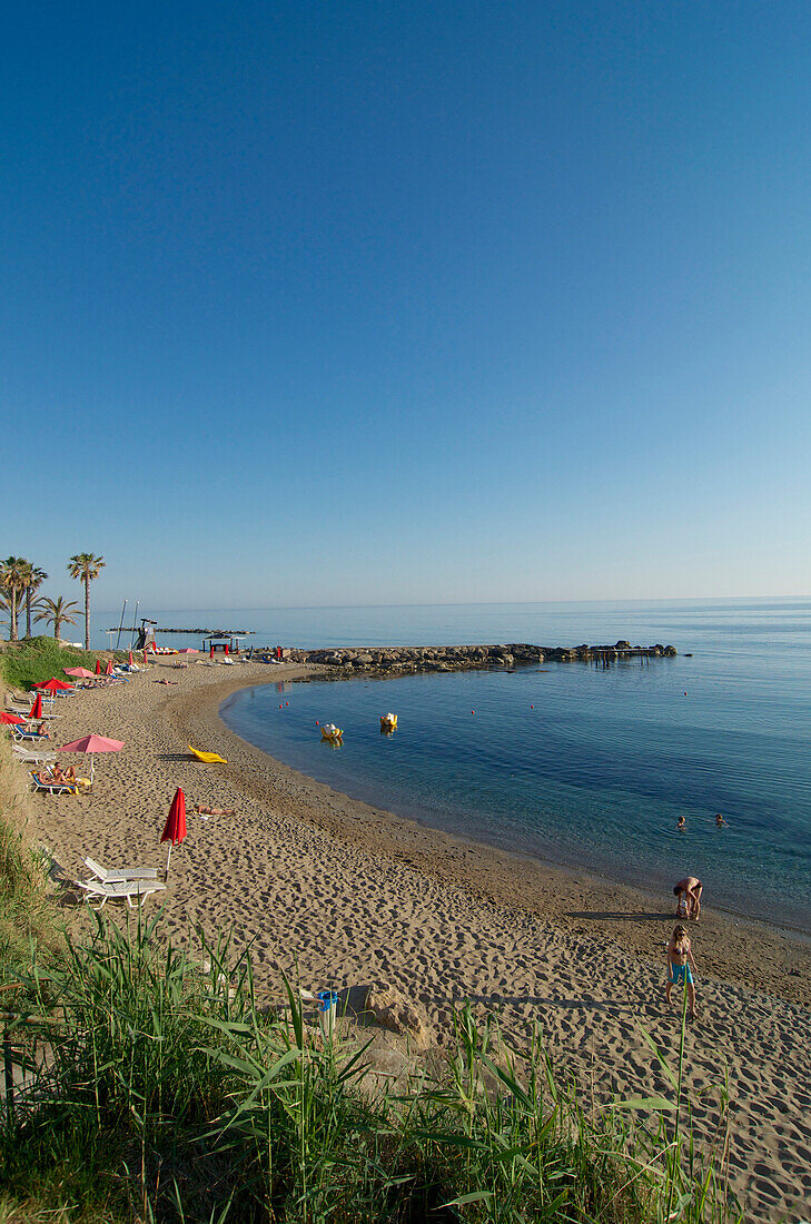 Bucht mit Sandstrand, Municipal Beach, Stadtstrand, Néa Páfos, Südwest Zypern