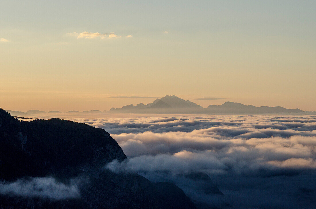 Looking from Triglav National Park towards the summits of the Kamnik Savinja Alps, Slovenia