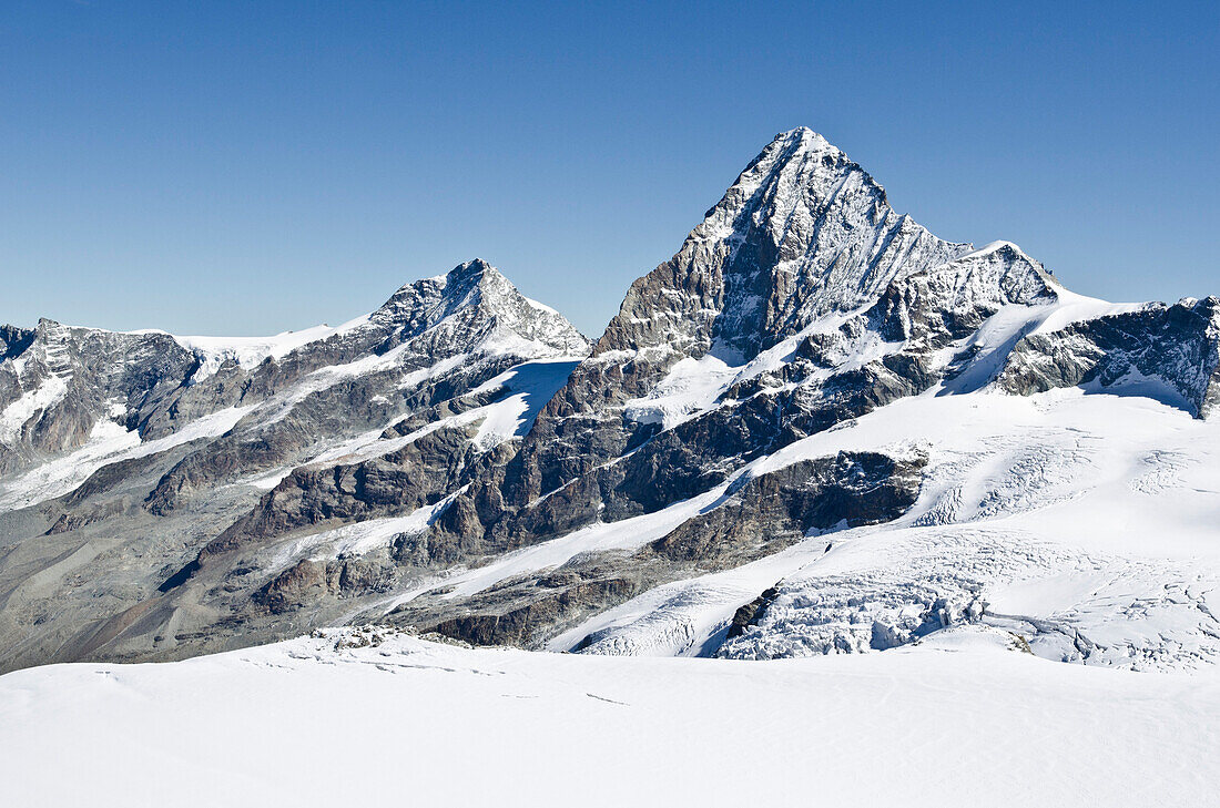 The Dent Blanche with its smaller neighbour to the left, Grand Cornier, Pennine Alps, canton of Valais, Switzerland