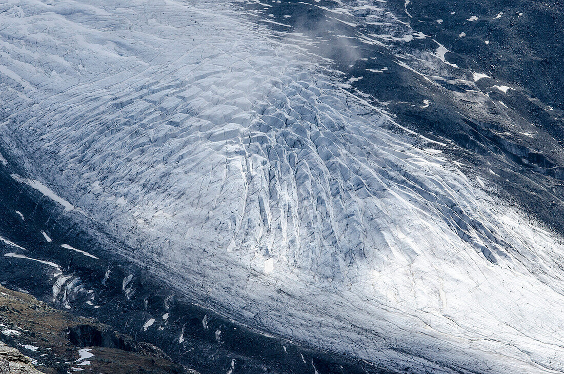 Crevasses of the Morteratsch Glacier, Bernina Group, Grison Alps, canton of Grison, Switzerland