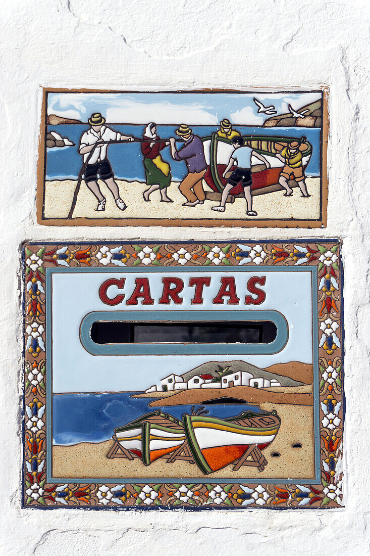 Las Playitas, Letter Box with colourful tiles, Fuerteventura, Canary Islands, Spain, Europe