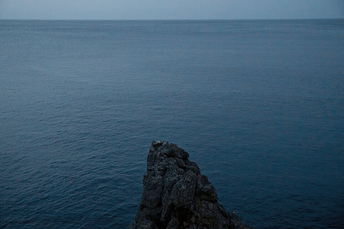Spiky rock in the sea, Mallorca, Spain