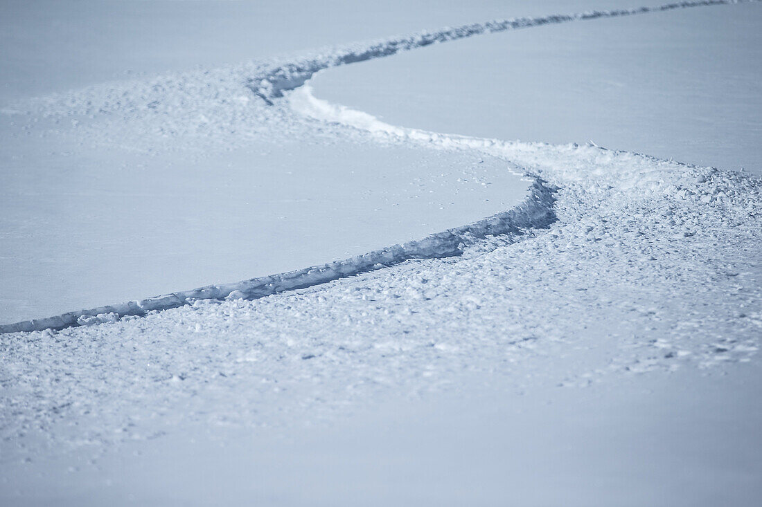 Tracks of winter sports athletes in the snow, Pitztal, Tyrol, Austria