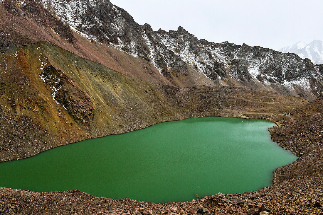 Gletschersee des Manschuk Gletschers, Sailiski Alatau, Nationalpark Ile Alatau, Region Almaty, Kasachstan, Zentralasien, Asien