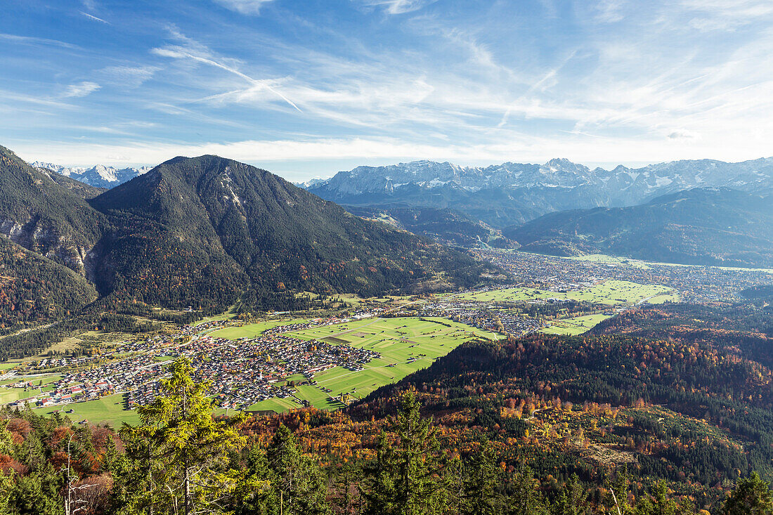 view from Schafskopf to the Alps, Farchant, Garmisch-Partenkirchen, Bavaria, Germany