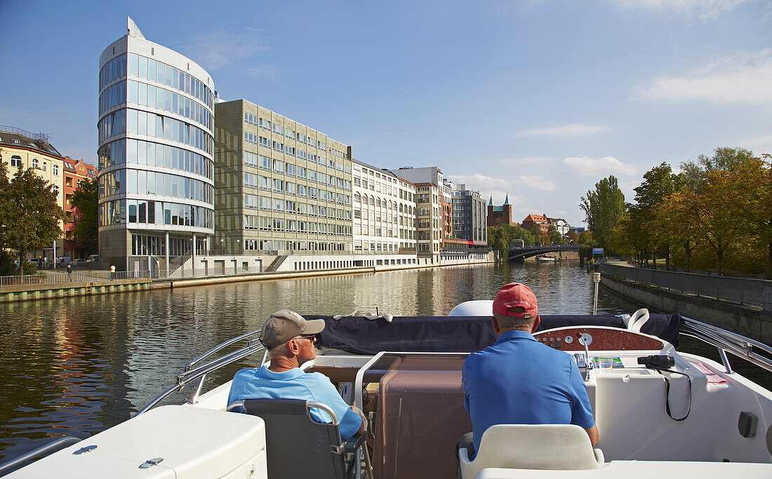 Tour by houseboat along the river Spree in Berlin, Germany, Europe