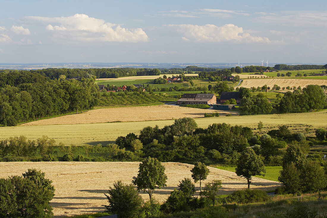 View from former castle hill towards Sourheast at Stromberg - town of Oelde , Muensterland , North Rhine-Westphalia , Germany , Europe