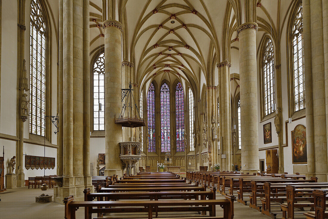 Inside St. Lambert's Church , Muenster , Muensterland , North Rhine-Westphalia , Germany , Europe