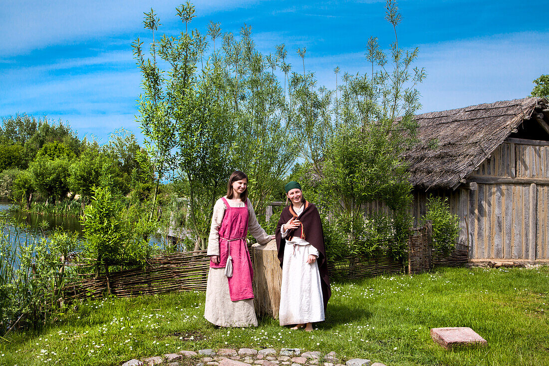 Women in traditional clothes, Wallmuseum, Oldenburg, Baltic Coast, Schleswig-Holstein, Germany
