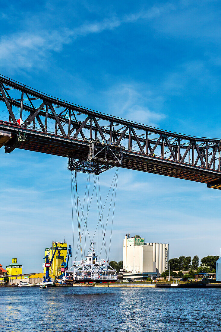 Transporter bridge across Kiel canal, Rendsburg, Baltic Coast, Schleswig-Holstein, Germany