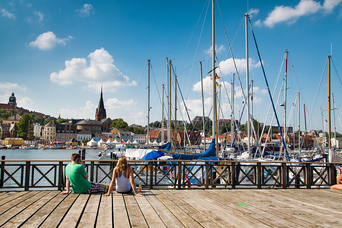 View towards the old town, Flensburg, Baltic Coast, Schleswig-Holstein, Germany