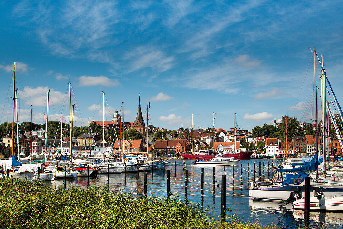 View towards the old town, Flensburg, Baltic Coast, Schleswig-Holstein, Germany