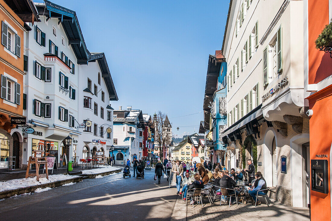 Kitzbüheler Einkaufsstrasse Vorderstadt, Kitzbühel, Tirol, Österreich