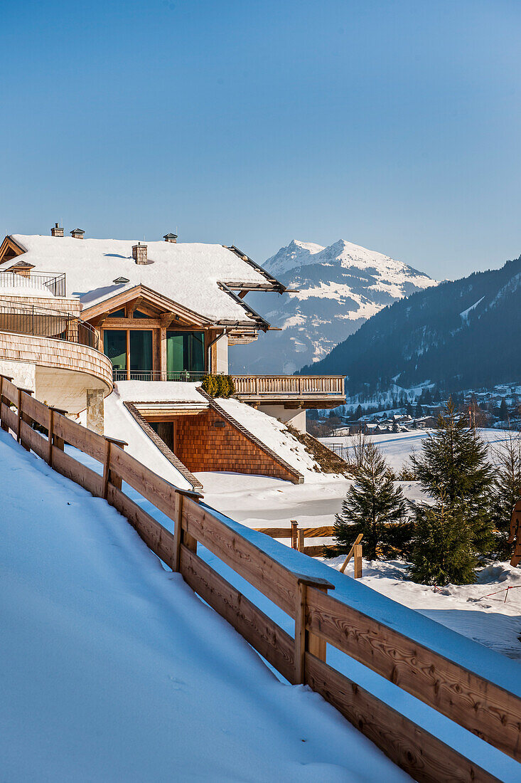 Houses in Kitzbuehel in a typical Alpine style, Tyrol, Austria, Europe