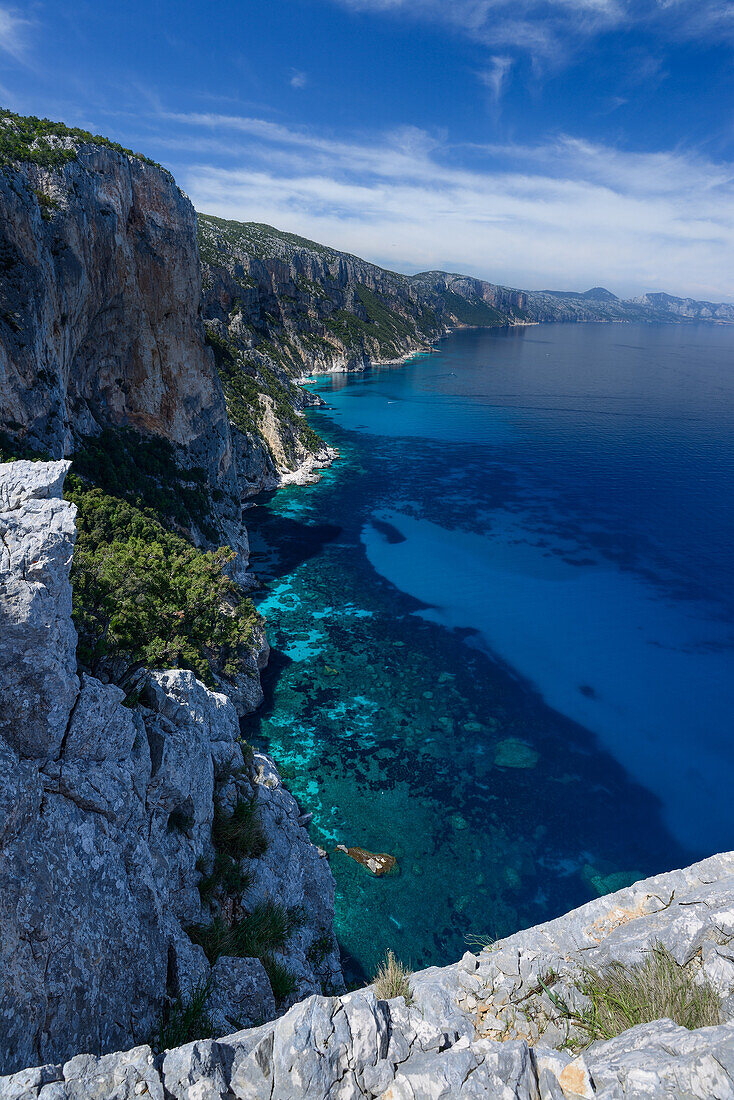 Mountainous coastal landscape, Golfo di Orosei, Selvaggio Blu, Sardinia, Italy, Europe