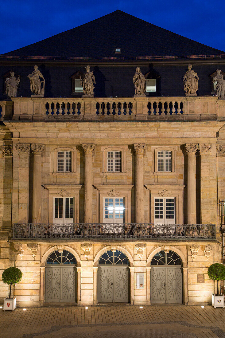 Exterior of Margravial Opera House at night, Bayreuth, Franconia, Bavaria, Germany