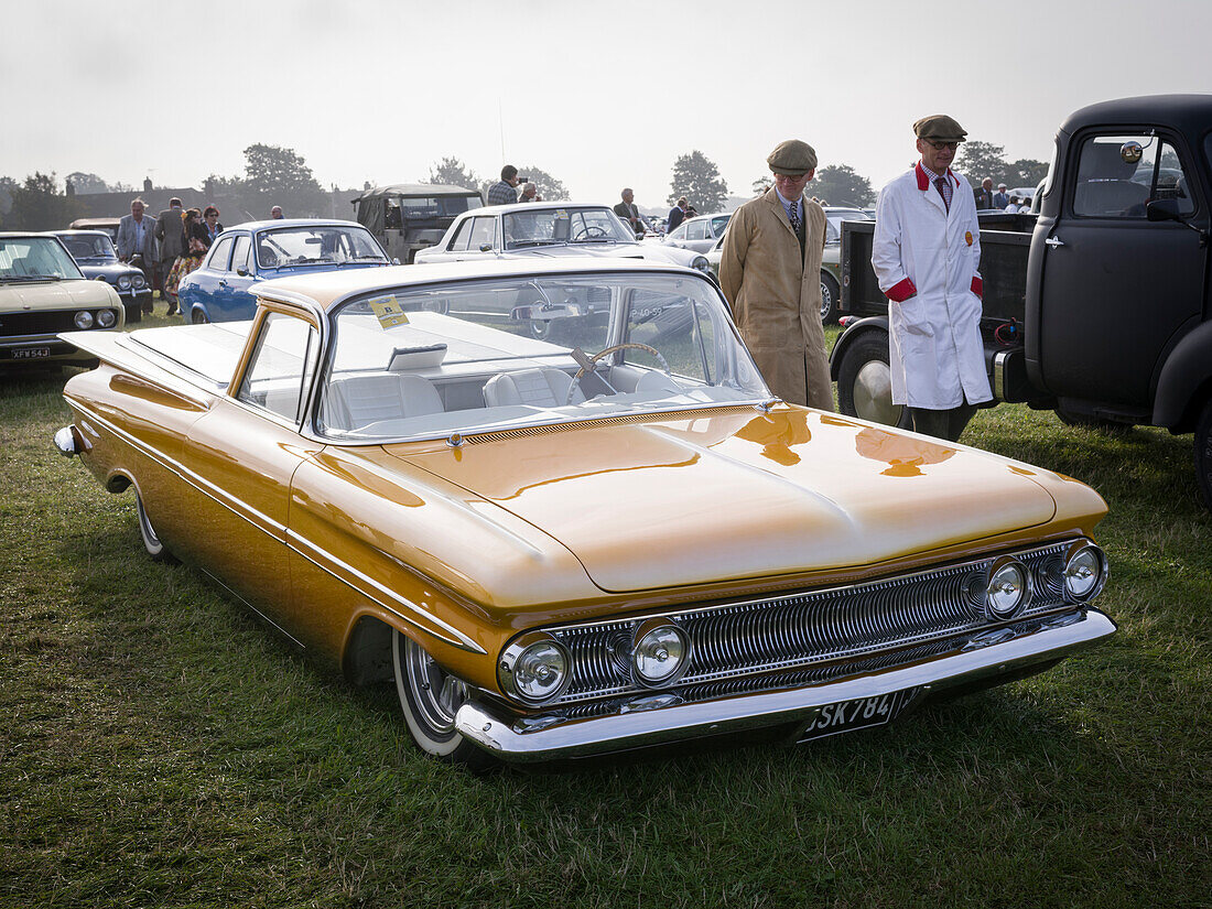 Besucherparkplatz, Goodwood Revival 2014, Rennsport, Autorennen, Classic Car, Goodwood, Chichester, Sussex, England, Großbritannien