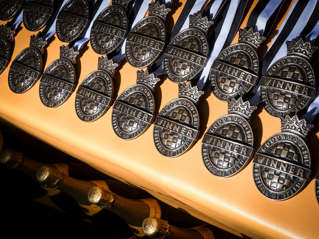 Medals, Goodwood Festival of Speed 2014, racing, car racing, classic car, Chichester, Sussex, United Kingdom, Great Britain