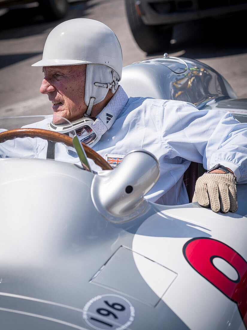 Sir Sterling Moss, Mercedes W196, Goodwood Festival of Speed 2014, Rennsport, Autorennen, Classic Car, Goodwood, Chichester, Sussex, England, Großbritannien