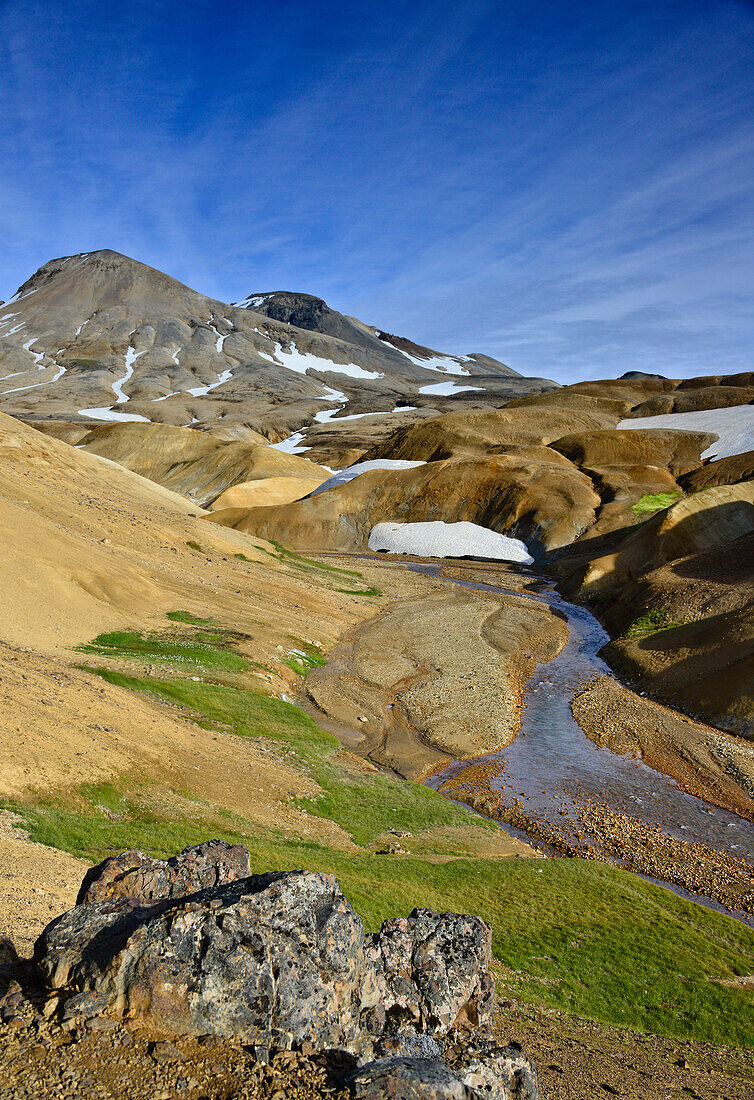Fluss im Geothermalgebiet Hveradalir, Vulkangebirge Kerlingarfjöll, Hochland, Südisland, Island