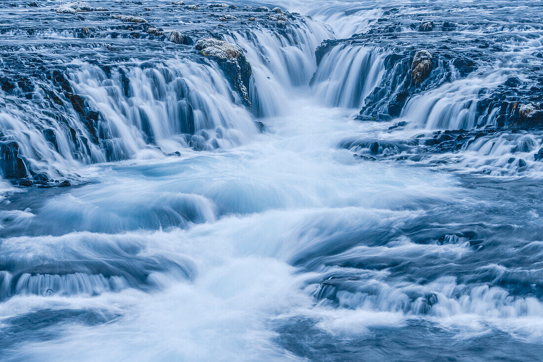 Waterfall Bruarfoss in winter, Brekkuskógur, Southern Iceland, Iceland, Europe