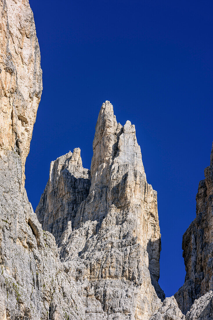 Vajolettürme, Vajolettal, Rosengartengruppe, UNESCO Weltnaturerbe Dolomiten, Dolomiten, Trentino, Italien