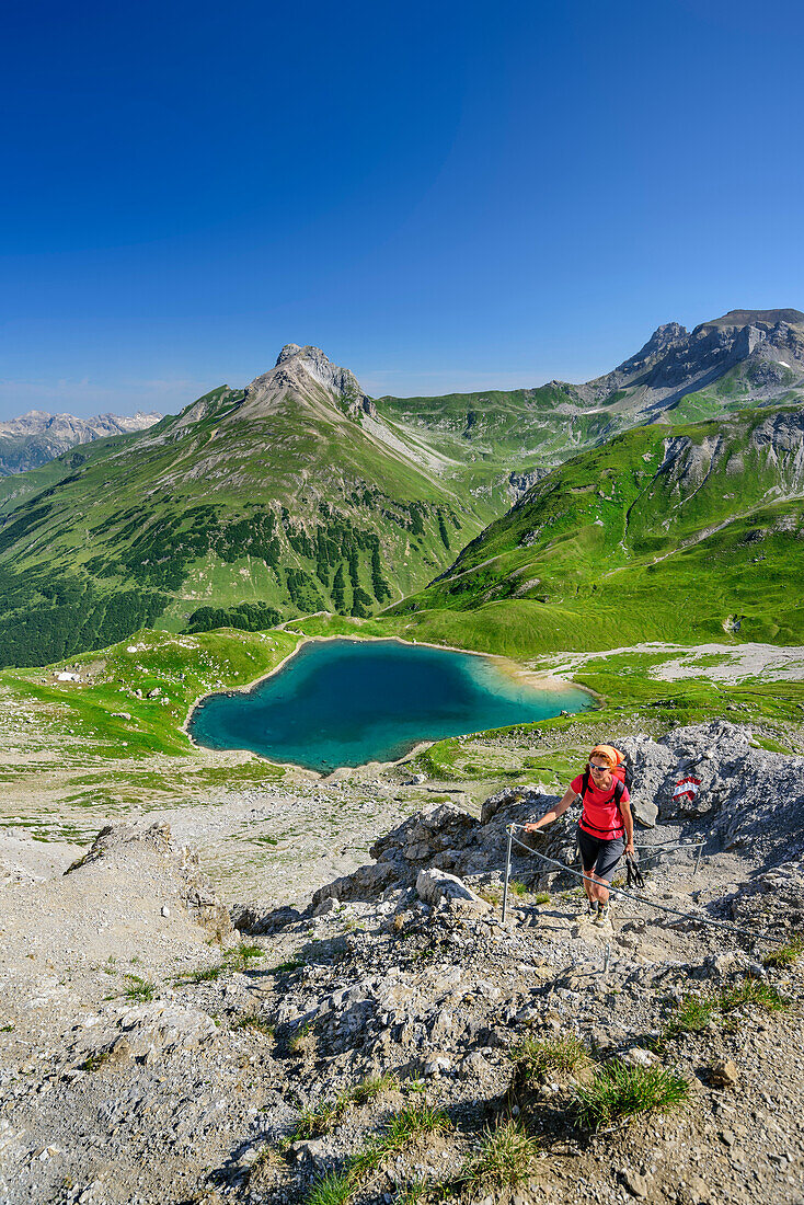 Blick auf Hintersee, Übergang Ansbacher Hütte zum Kaiserjochhaus