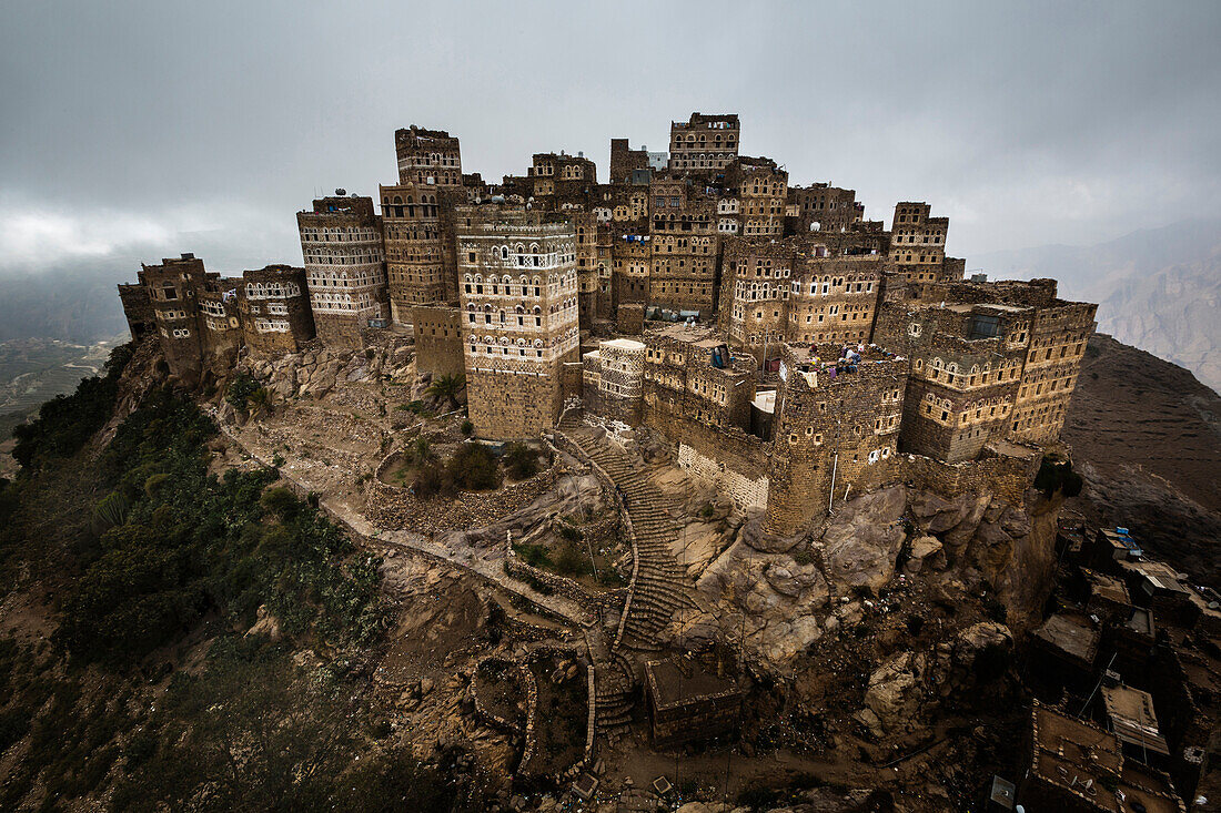 Aerial view of Al Hajjarah, Sanaa, Yemen, Al Hajjarah, Sanaa, Yemen