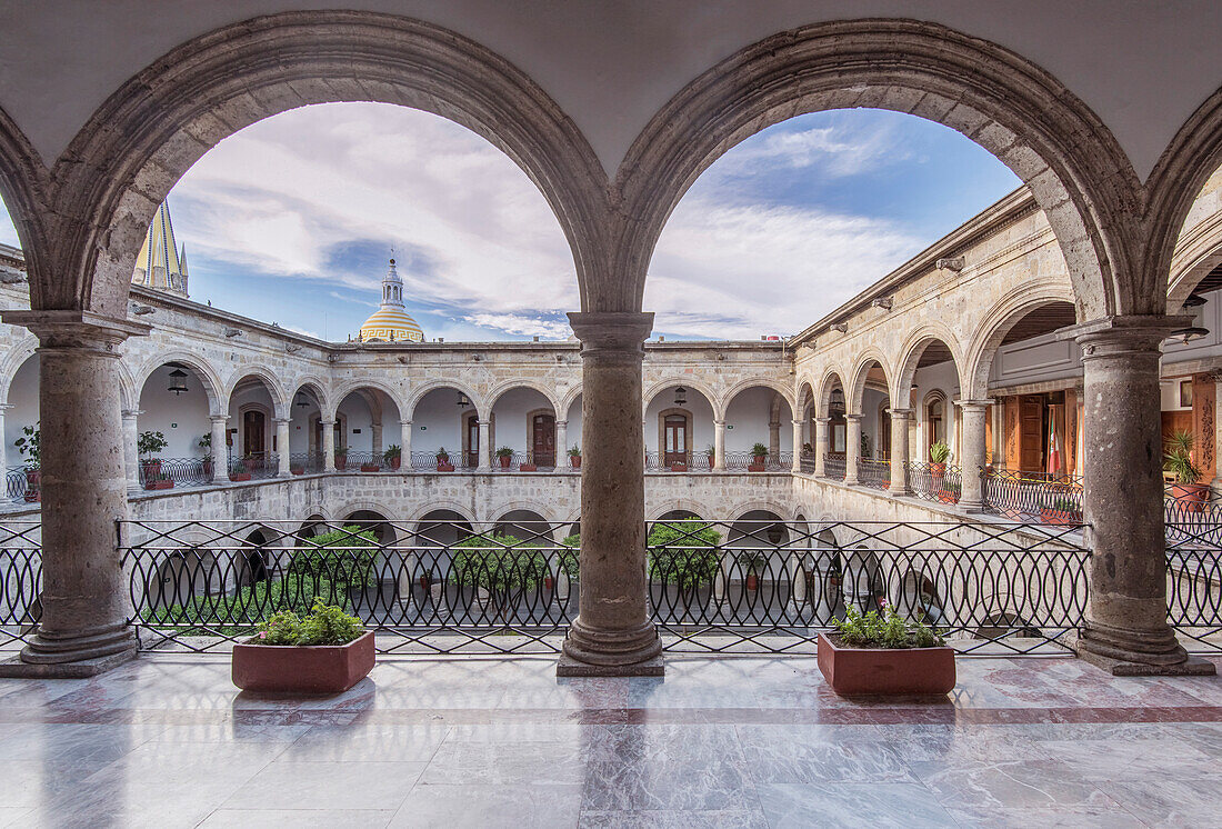 Arches and courtyard of Governor's Palace, Guadalajara, Jalisco, Mexico, Guadalajara, Jalisco, Mexico