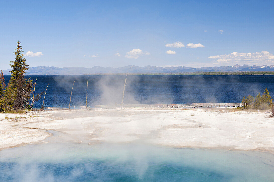 Steam rising from hot springs, Yellowstone National Park, Wyoming, United States, C1