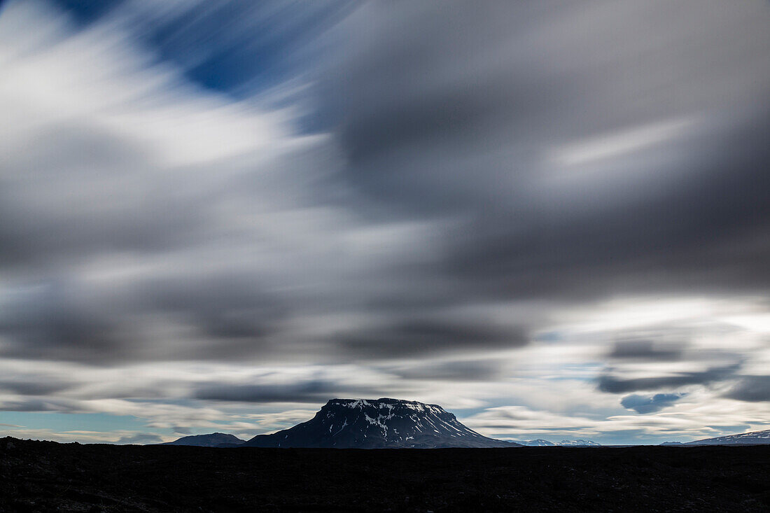 Blurred view of clouds over Mt Herdubried, Iceland, Mt Herdubreid, Iceland, Iceland