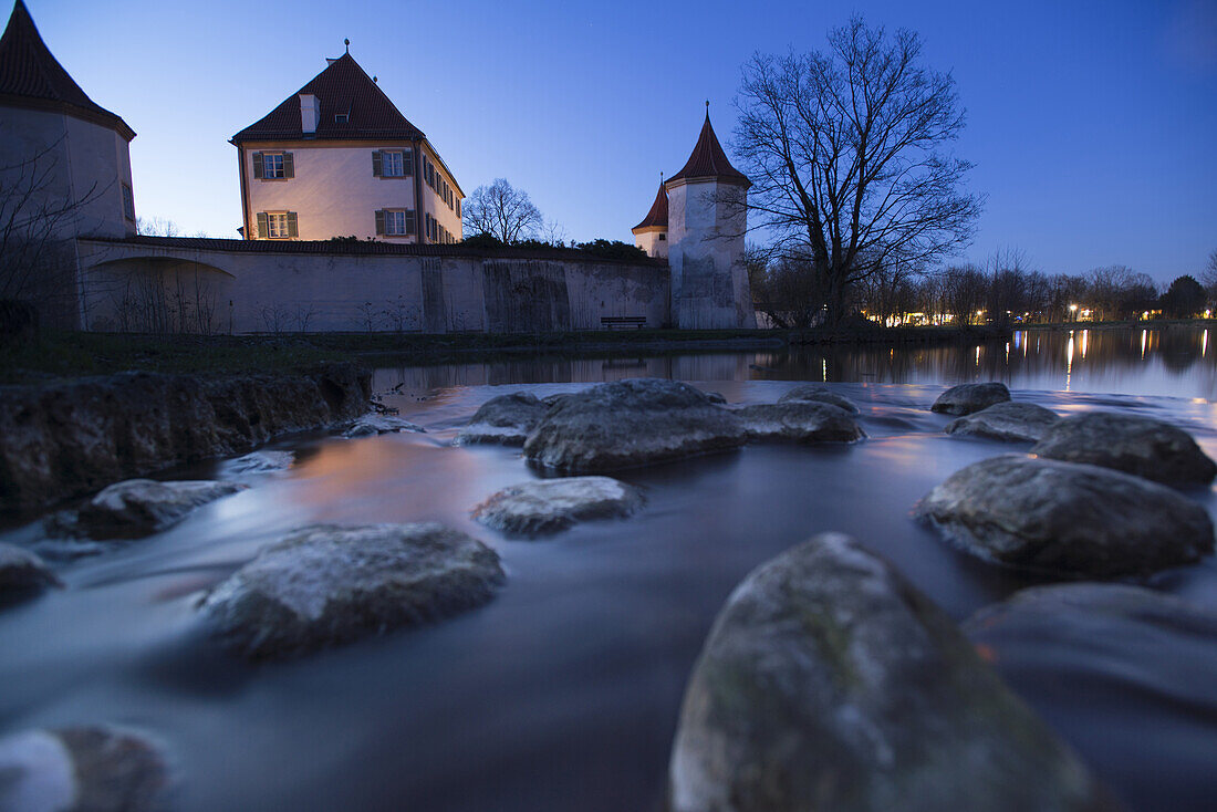 Blutenburg Castle in the blue hour, Obermenzing, Munich, Bavaria, Germany