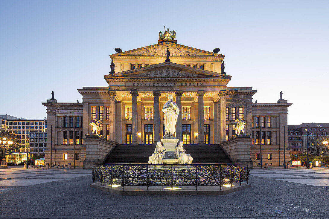 Schiller Statue, with concert hall, Gendarmenmarkt, Berlin, Germany
