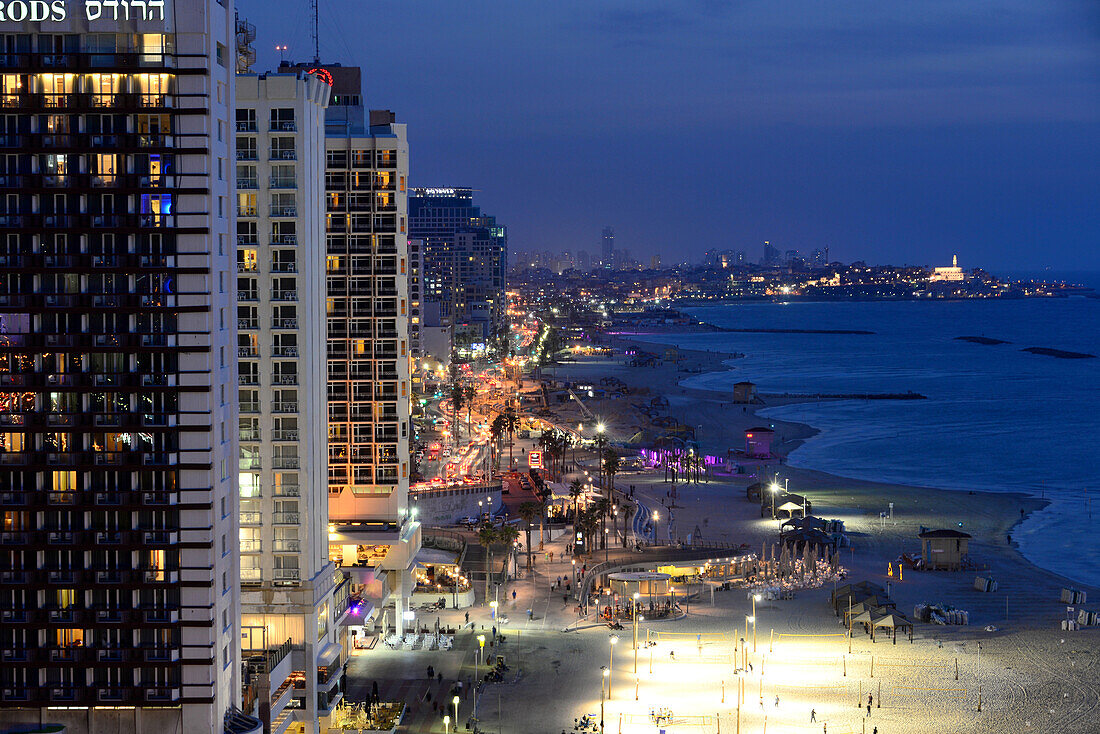In the evening over the seafront, Tel Aviv, Israel
