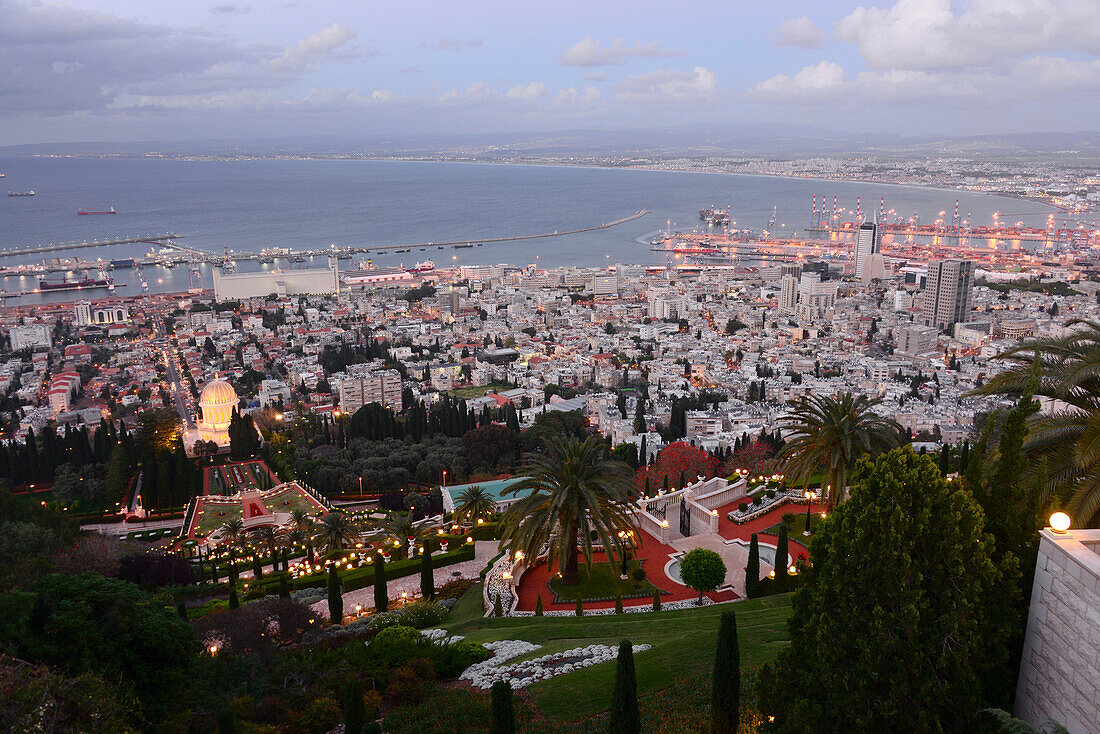 view towards the harbour of Haifa, North-Israel, Israel