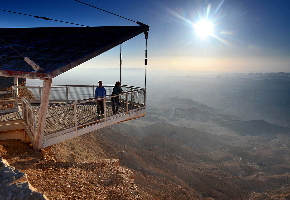 Sunrise at the crater of Ramon near Mizpe Ramon, Desert of Negev, South-Israel, Israel