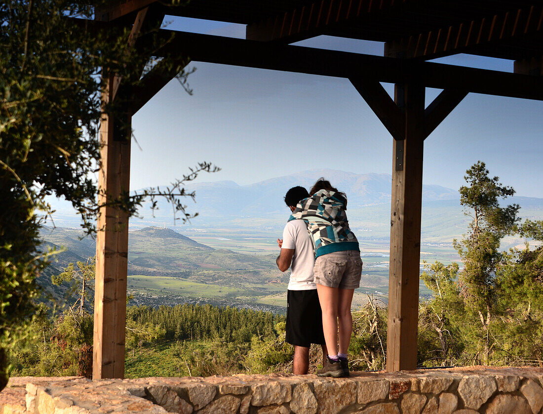 View from Har Kenaan mountain over Safed to Mount Hermon, Galilea, North-Israel, Israel