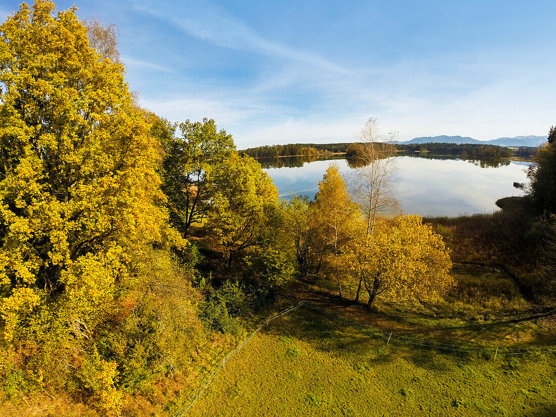 Herbst am Großen Ostersee, Oberbayern, Deutschland