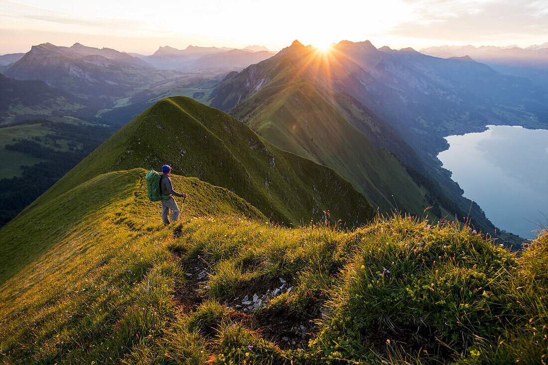 Hike with bivouac on Hardergrat, Lake Brienz, Berner Oberland, Switzerland