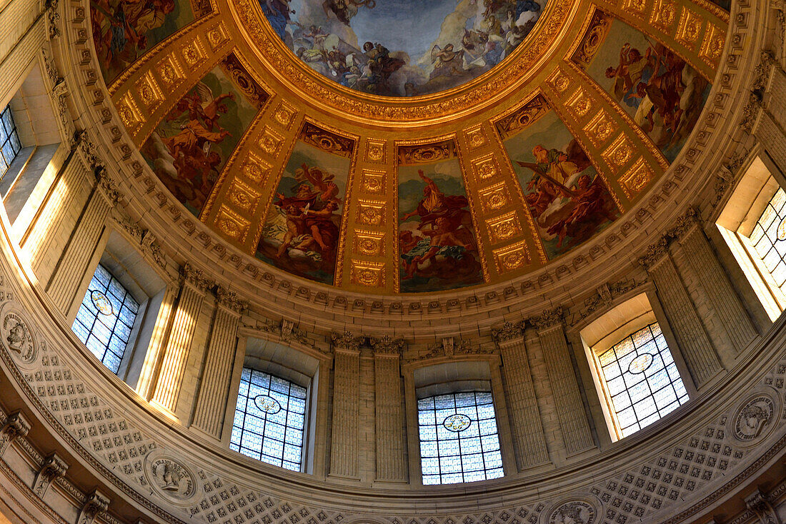 France, Paris, interior of the Dôme des Invalides, paintings and frescos