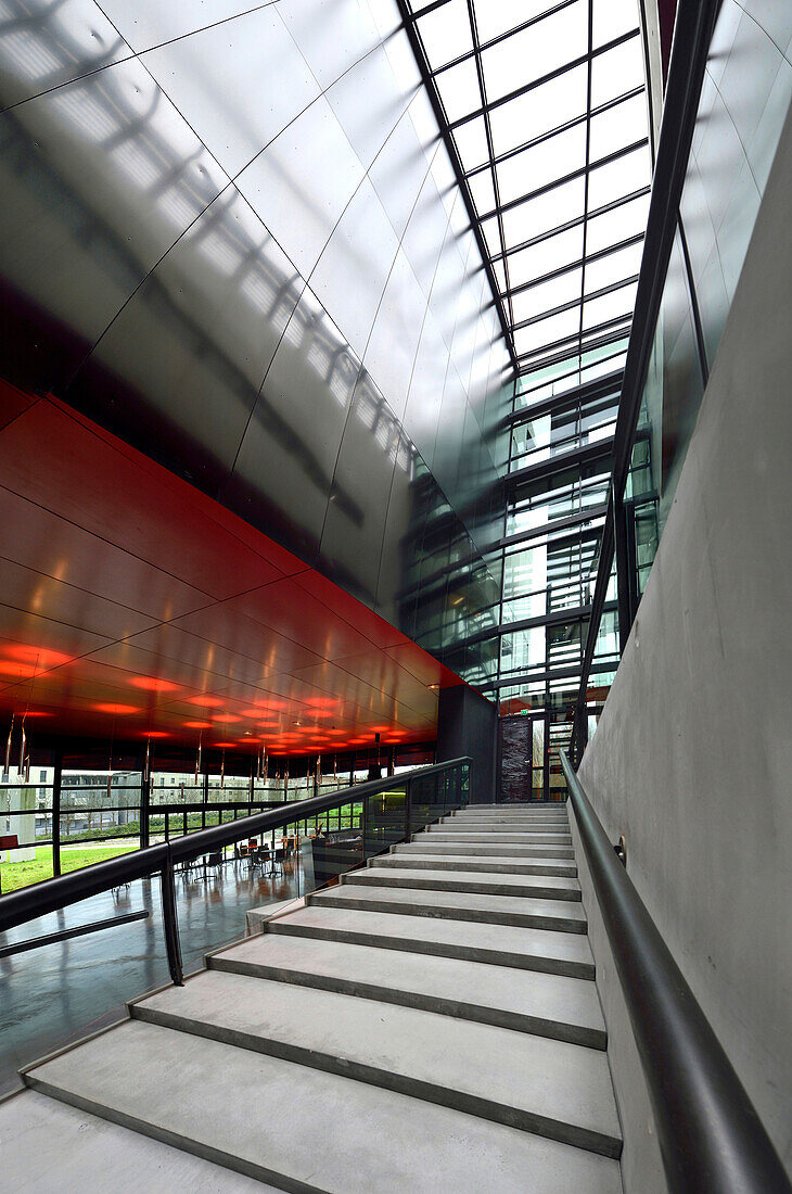 Europe,France, stairs and glass Frac Rennes  (architect Odile Decq)