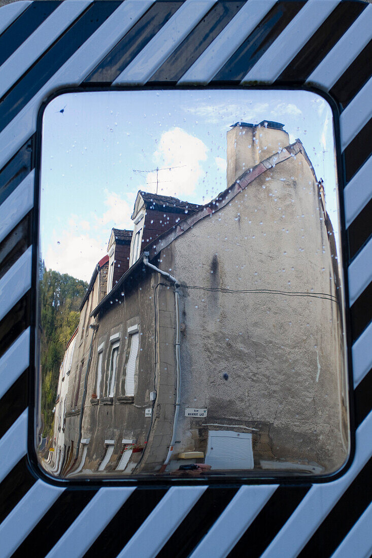France, Central France, Aubusson, traffic mirror